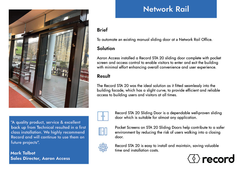 Case Study Network Rail STA20 automatic sliding door